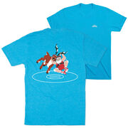 Wrestling Short Sleeve T-Shirt - Wrestling Reindeer (Back Design)