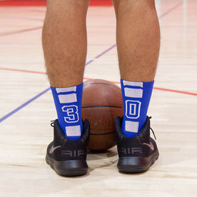 Team Number Woven Mid-Calf Socks - Blue | ChalkTalkSPORTS