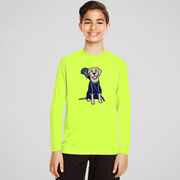 Guys Lacrosse Long Sleeve Performance Tee - Riley The Lacrosse Dog