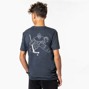 Hockey Short Sleeve T-Shirt - Hockey Goalie Sketch (Back Design)