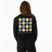 Softball Tshirt Long Sleeve - Softball Makes Me Happy (Back Design)