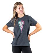 Girls Lacrosse T-Shirt Short Sleeve Lacrosse Stick Heart