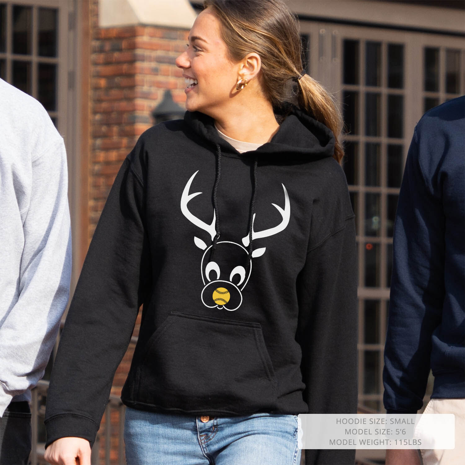 Softball Hooded Sweatshirt Softball Reindeer ChalkTalkSPORTS