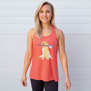 Girls Lacrosse Flowy Racerback Tank Top - Chase The Lax Dog