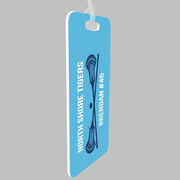 Guys Lacrosse Bag/Luggage Tag - Personalized Text with Crossed Sticks