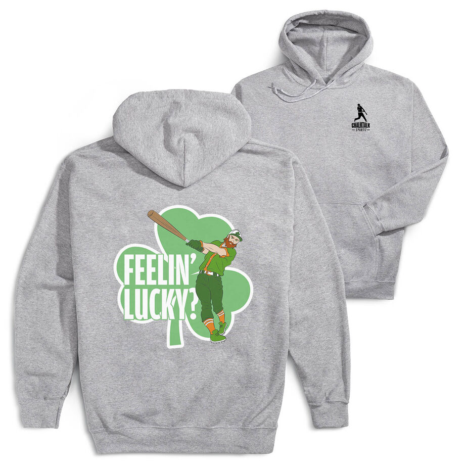 Baseball Hooded Sweatshirt - Feelin' Lucky Baseball (Back Design)