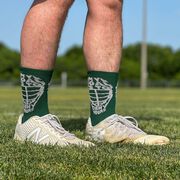 Guys Lacrosse Woven Mid-Calf Socks - My Goal is to Deny Yours Helmet