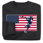 Guys Lacrosse Crewneck Sweatshirt - Patriotic Lacrosse