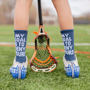 Guys Lacrosse Woven Mid-Calf Socks - My Goal is to Deny Yours