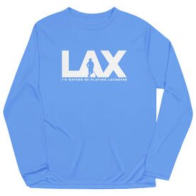 Guys Lacrosse Long Sleeve Performance Tee - I'd Rather Lax