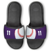 Baseball Repwell&reg; Slide Sandals - Ball and Number Reflected