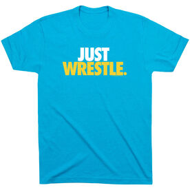 Wrestling Tshirt Short Sleeve Just Wrestle [Turquoise/Youth Small] - SS
