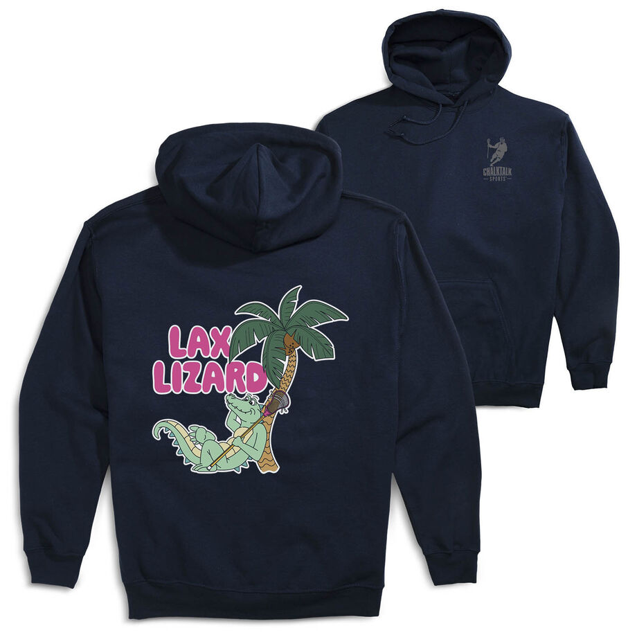 Guys Lacrosse Hooded Sweatshirt - Lax Lizard (Back Design)