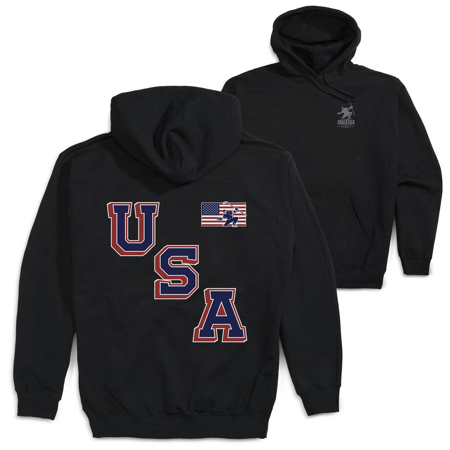 Hockey Hooded Sweatshirt - USA Gold (Back Design)