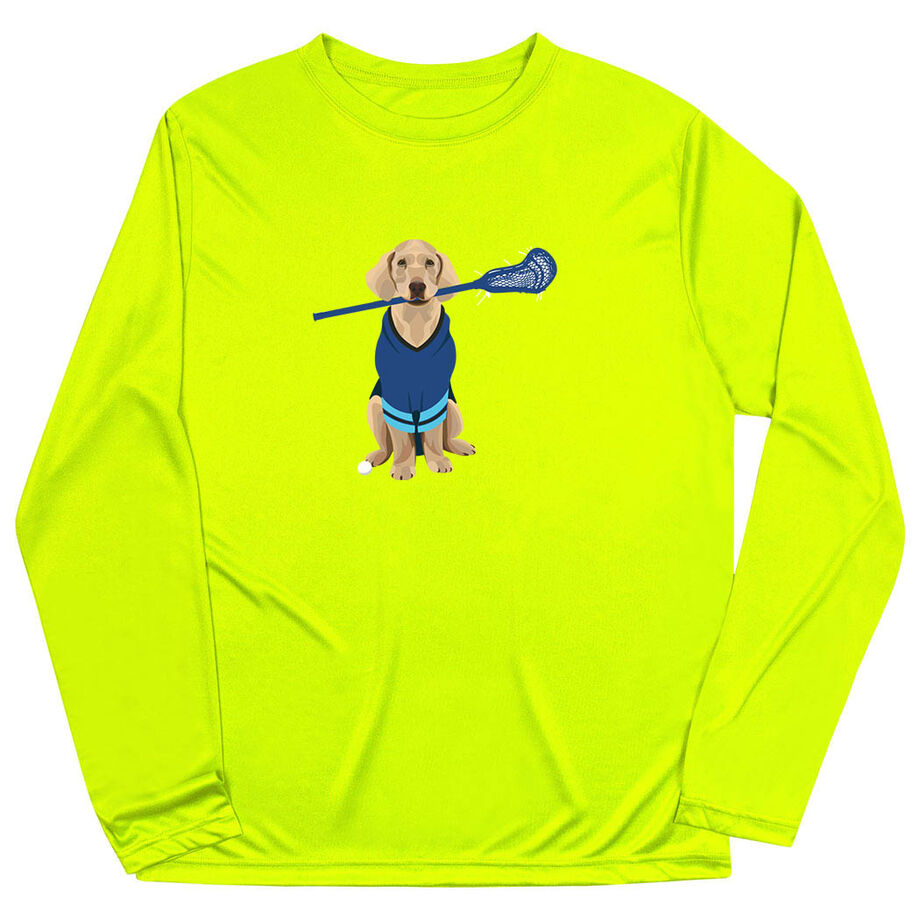 Guys Lacrosse Long Sleeve Performance Tee - Laxer the Lacrosse Dog