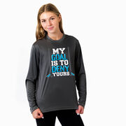 Hockey Long Sleeve Performance Tee - My Goal Is To Deny Yours Hockey (Blue/Black)