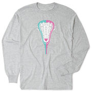 Girls Lacrosse Tshirt Long Sleeve -  Lacrosse Stick Heart