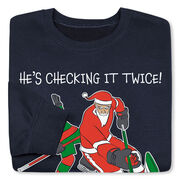 Hockey Crewneck Sweatshirt - He's Checking It Twice