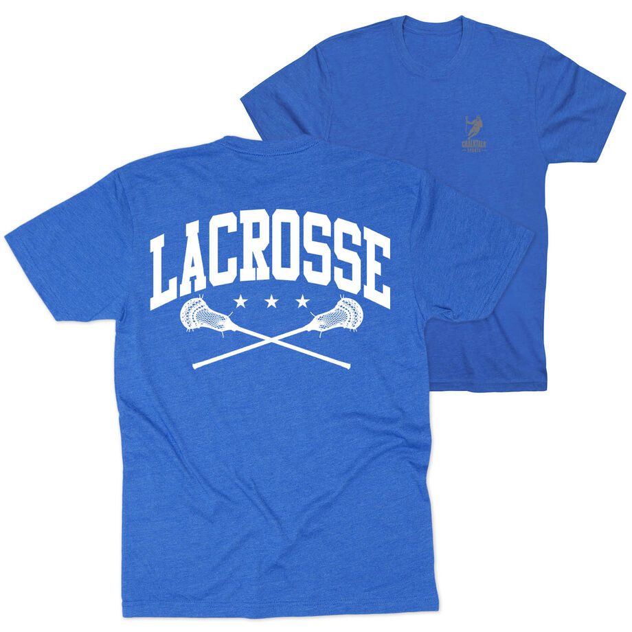 Guys Lacrosse Short Sleeve T-Shirt - Crossed Sticks (Back Design)