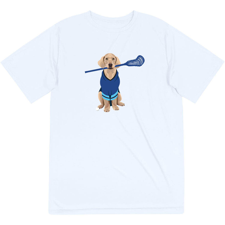 Guys Lacrosse Short Sleeve Performance Tee - Laxer the Lacrosse Dog