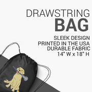 Girls Lacrosse Drawstring Backpack - Chase The Lax Dog 