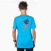 Guys Lacrosse Short Sleeve T-Shirt - American Flag Silhouette (Back Design)