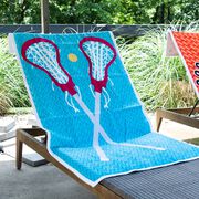Girls Lacrosse Premium Beach Towel - Crossed Sticks Pink
