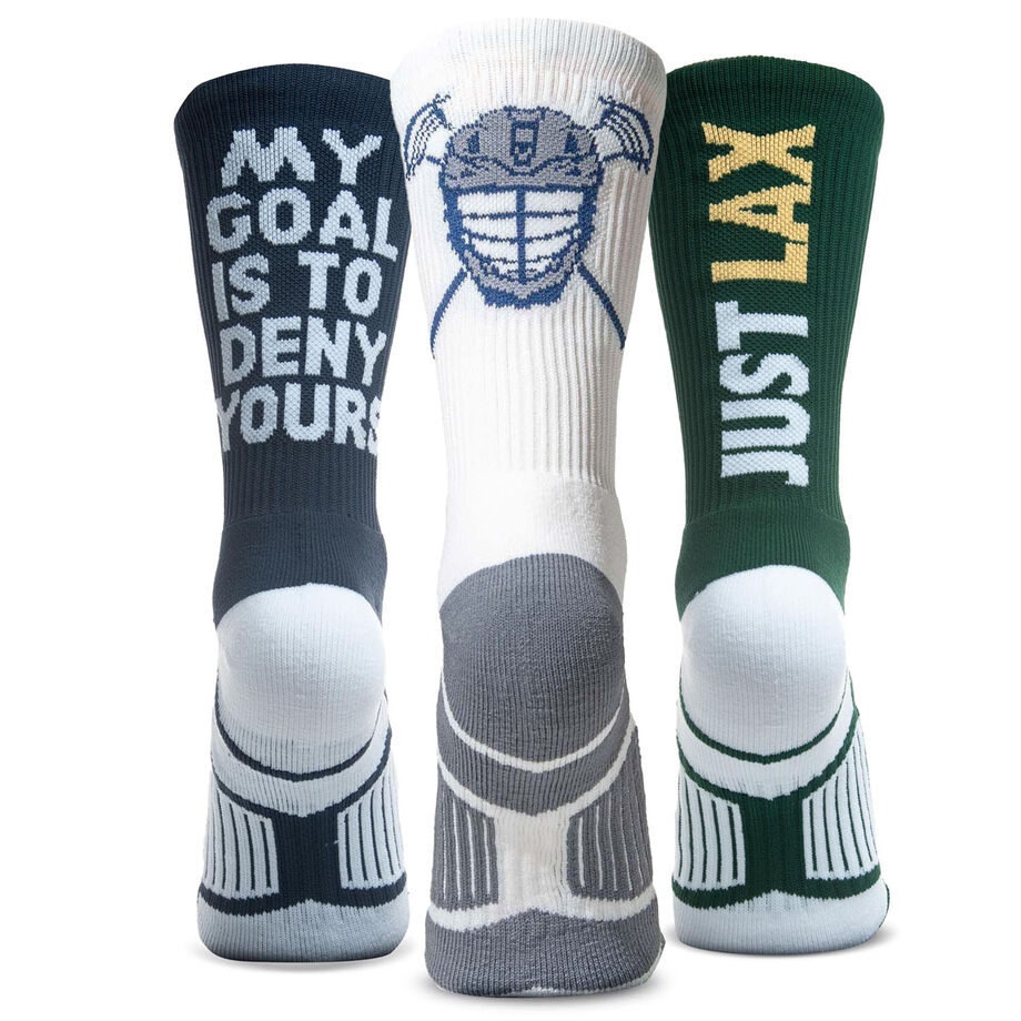 Guys Lacrosse Woven Mid-Calf Sock Set - My Goal is to Deny Yours