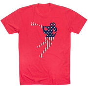 Guys Lacrosse Short Sleeve T-Shirt - American Flag Silhouette