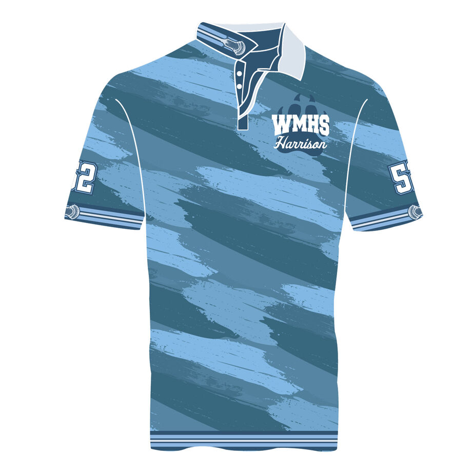 Custom Team Short Sleeve Polo Shirt - Guys Lacrosse Brushstroke