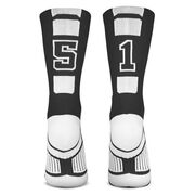 Team Number Woven Mid-Calf Socks - Black