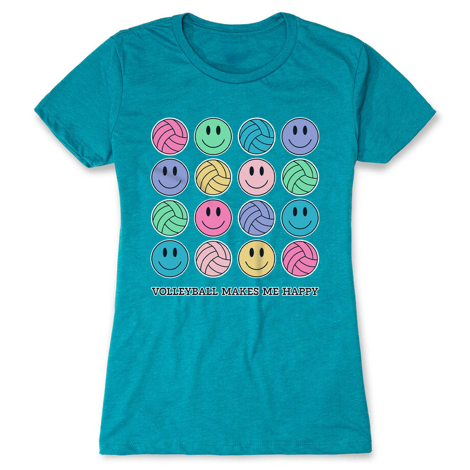 Volleyball Women's Everyday Tee - Volleyball Makes Me Happy
