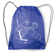 Hockey Drawstring Backpack - Hockey Goalie Sketch
