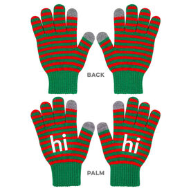 Gloves with Touchscreen Fingers - Christmas Stripe