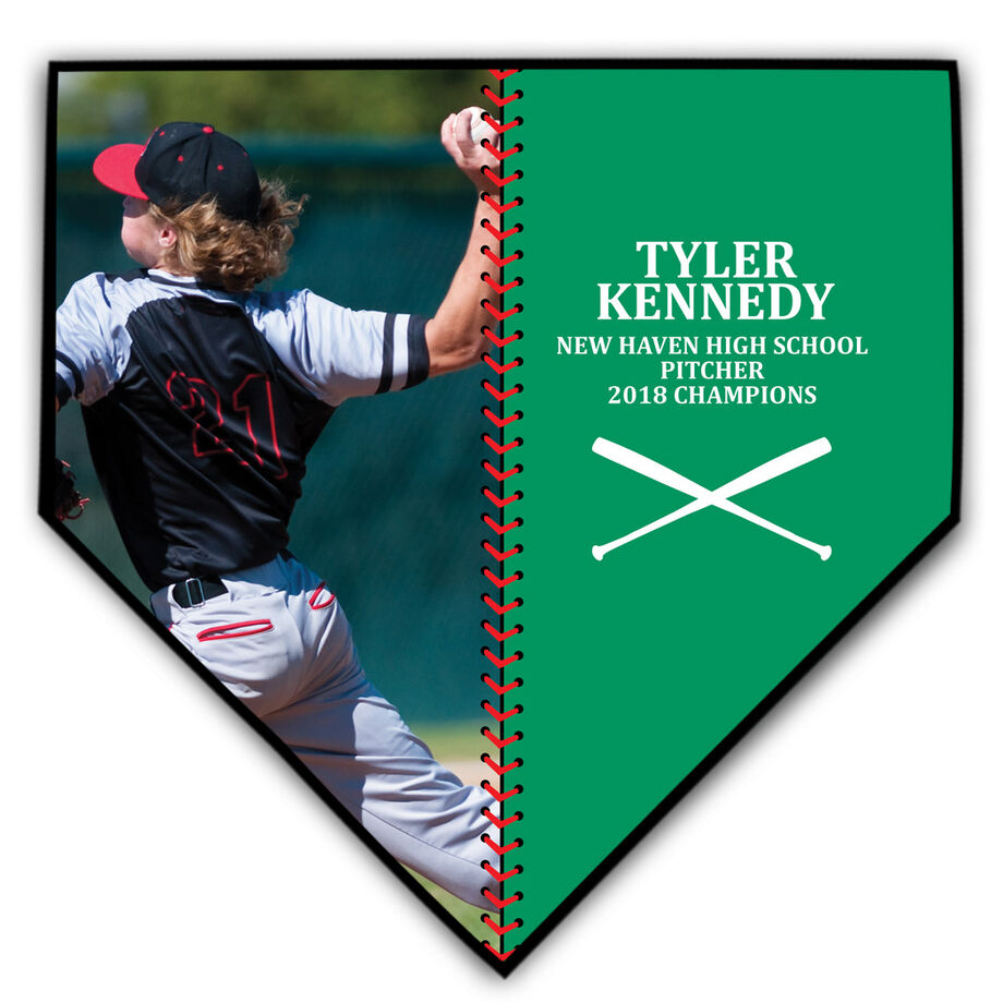 Baseball Home Plate Plaque - Player Photo Stitch