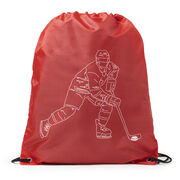 Hockey Drawstring Backpack - Hockey Player Sketch