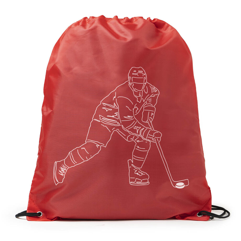 Hockey Drawstring Backpack - Hockey Player Sketch