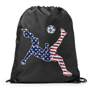 Soccer Drawstring Backpack - Girls Soccer Stars and Stripes Player