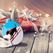 Skiing Round Ceramic Ornament - Skiing Dog