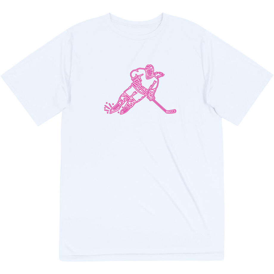 Hockey Short Sleeve Performance Tee - Neon Hockey Girl