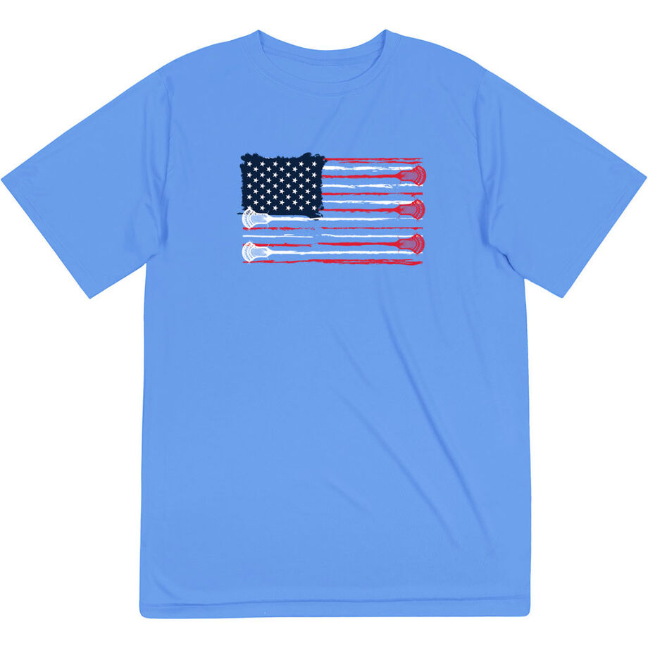 Guys Lacrosse Short Sleeve Performance Tee - American Flag