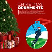 Girls Lacrosse Round Ceramic Ornament - Silhouette with Santa Hat
