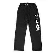 Girls Lacrosse Fleece Sweatpants - Lax With Crossed Sticks