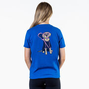 Girls Lacrosse Short Sleeve T-Shirt - Lily The Lacrosse Dog (Back Design)