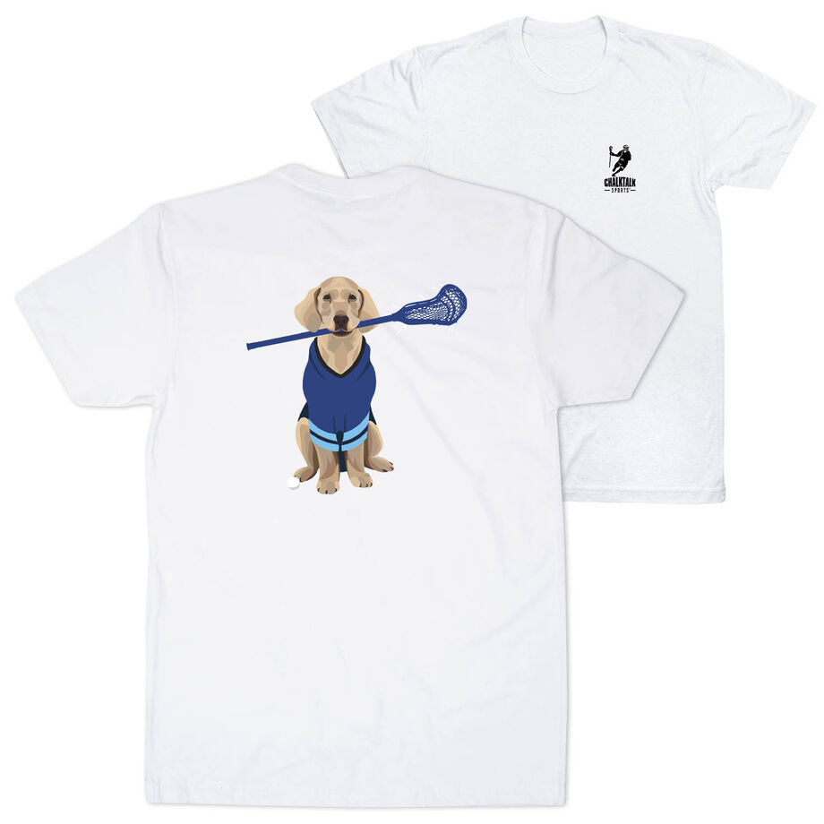 Guys Lacrosse Short Sleeve T-Shirt - Laxer the Lacrosse Dog (Back Design)