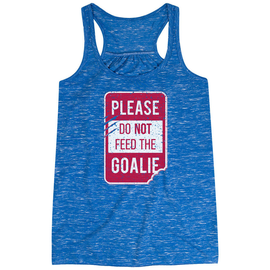 Hockey Flowy Racerback Tank Top - Don't Feed The Goalie