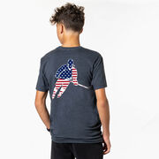 Hockey Short Sleeve T-Shirt - Hockey Stars and Stripes Player (Back Design)
