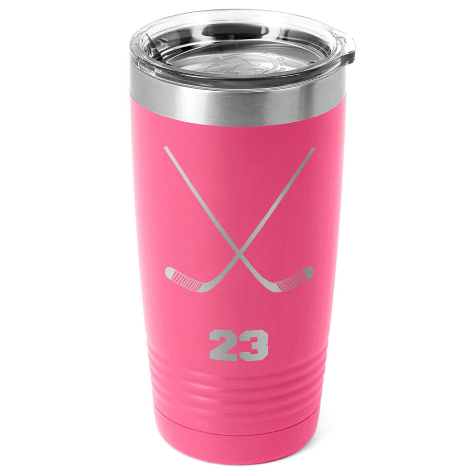 Hockey 20 oz. Double Insulated Tumbler - Personalized Crossed Sticks