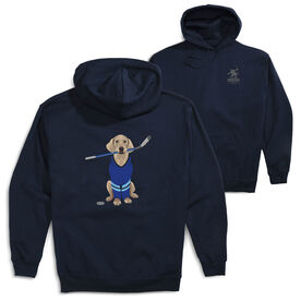 Hockey Hooded Sweatshirt - Puck The Hockey Dog (Back Design)