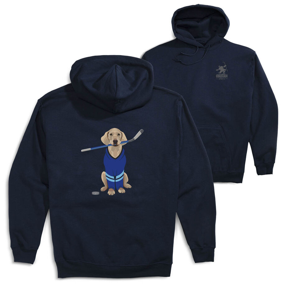 Hockey Hooded Sweatshirt - Puck The Hockey Dog (Back Design)